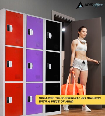AdirOffice 72"H 3-Tier Purple Storage Locker (ADI629-203-PUR-DL)