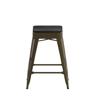 Flash Furniture Cierra Industrial Metal Counter Height Stools without Back, Gunmetal/Black, 4-Pieces/Pack (4ET32024GNRPL2B)