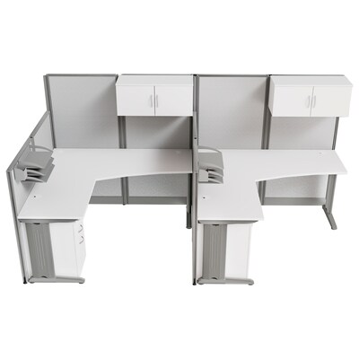 Regency Instant Office 63"H x 129"W 2 Person L-Shaped Cubicle Panel Workstation with Storage, Pure White (IO008WH)