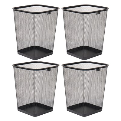 Mind Reader Metal Trash Can, 5 Gallon, Black, 4/Pack (4SQUAGA-BLK)