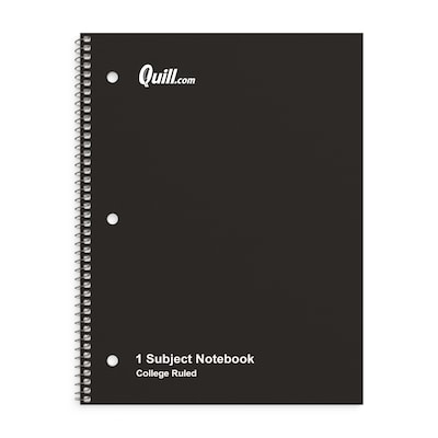 Quill Brand® 1-Subject Notebook, 8" x 10.5", College Ruled, 70 Sheets, Black (TR27499)
