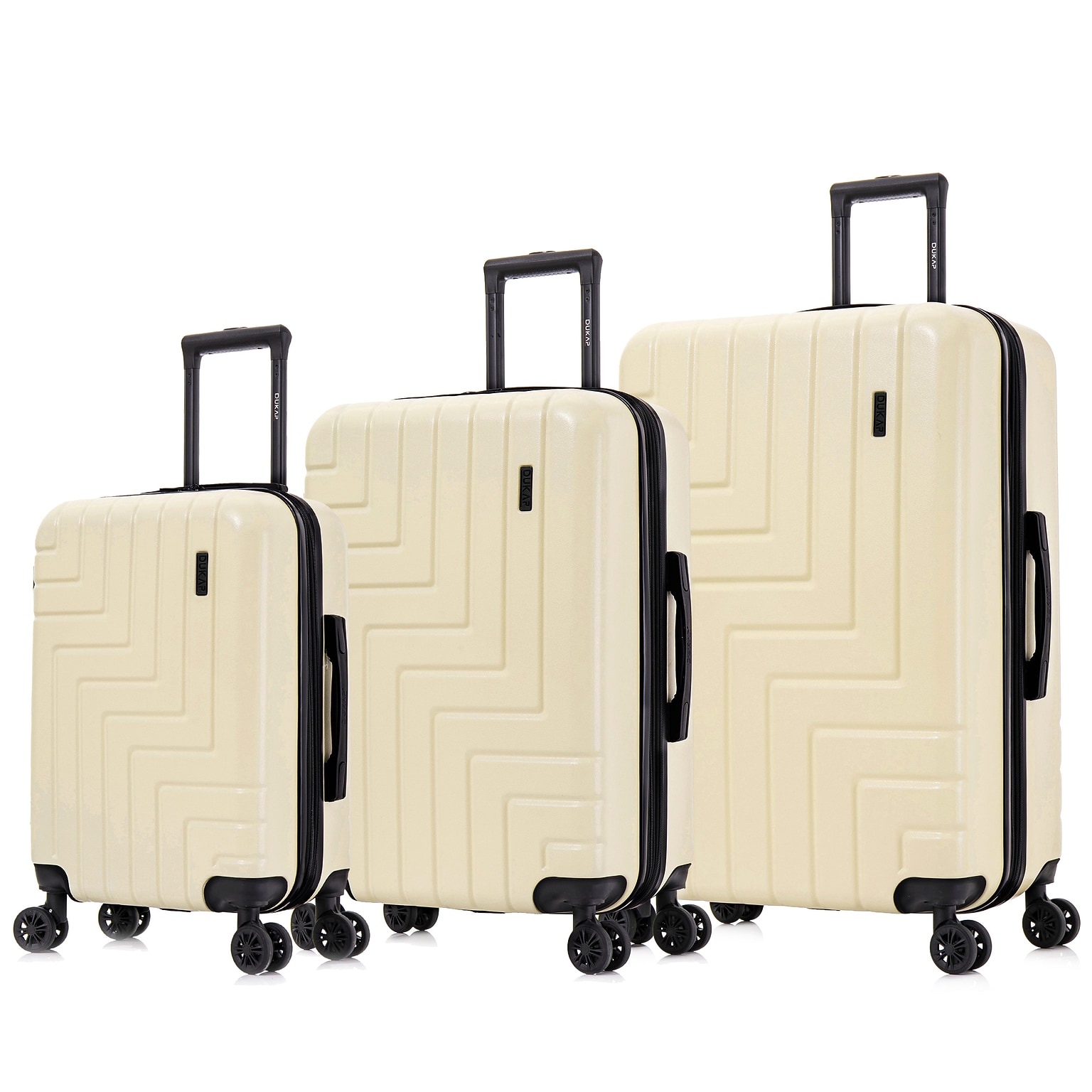 DUKAP Zahav 3-Piece Hardside Spinner Luggage Set, TSA Checkpoint Friendly, Sand (DKZAHSML-SAN)
