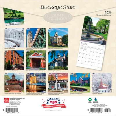 2026 BrownTrout Buckeye State Ohio Places 12 x 12 Monthly Wall Calendar (9798330704958)
