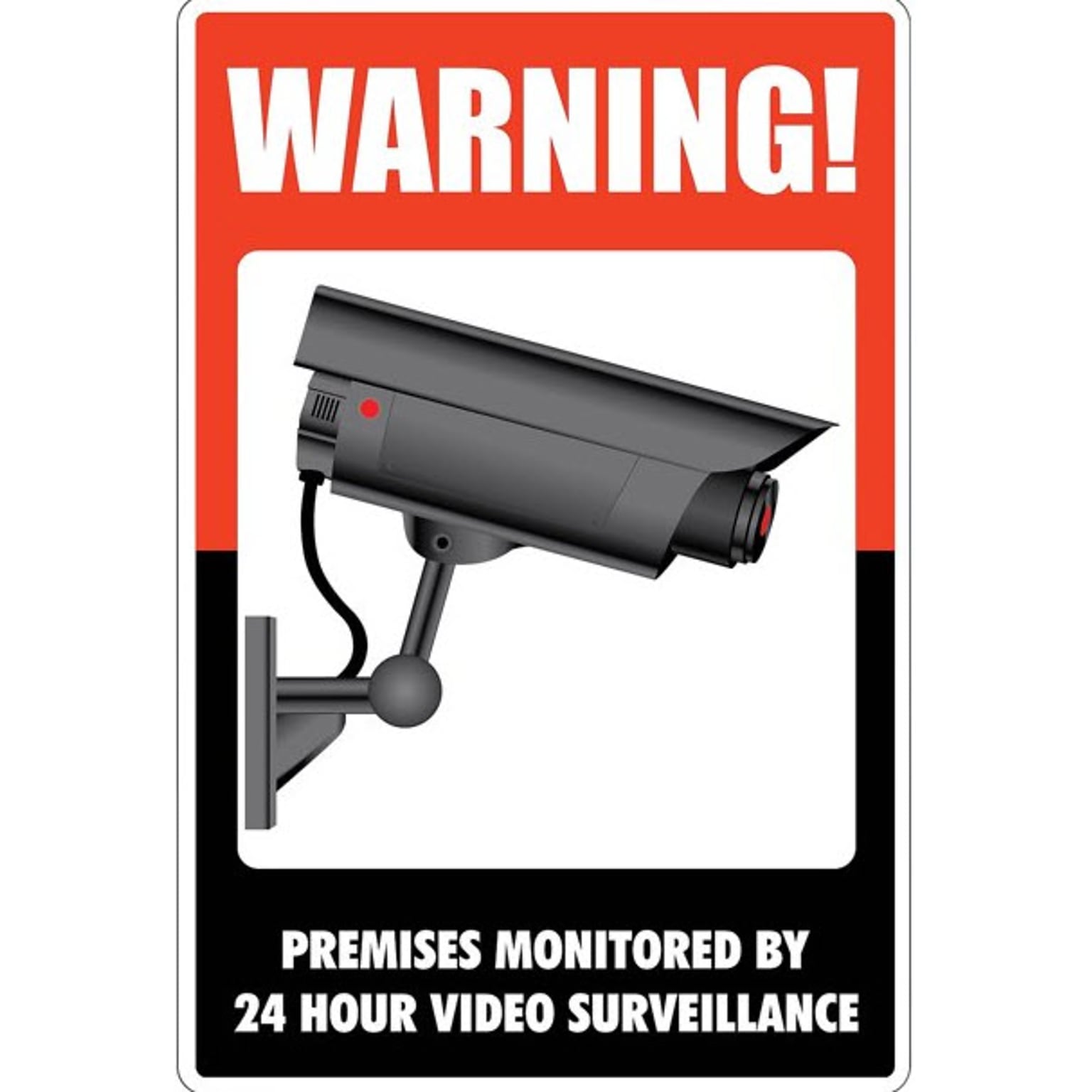 Cosco Video Surveillance Indoor/Outdoor Wall Sign, 8L x 12H, White/Black/Red (098381)