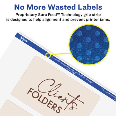 Avery Durable Removable Rectangle Multipurpose Labels, 3" x 5", White, 75/Pack (94213)