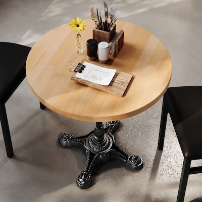 Flash Furniture Bennett 30" Round Wooden Commercial Indoor Table, Natural Top/Black Base (GSFRD30NTST2222)
