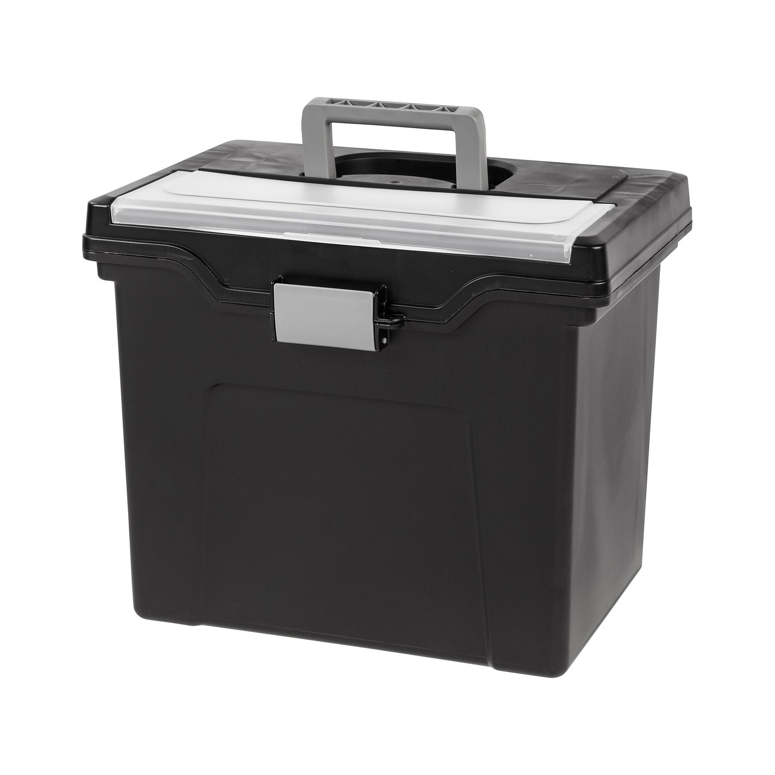 Iris Plastic File Box with Snap Lid, Letter Size, Black (110977)