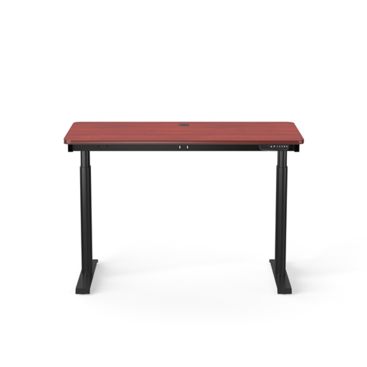 VersaDesk PowerLift 48W Electric Rectangular Adjustable Standing Desk, Cherry/Black (PLSDR4824-BC-APP)