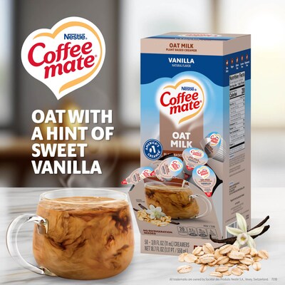 Coffee mate Oat Milk Liquid Creamer Singles, Plant-Based, 0.38 oz., 50/Box (NES19891)
