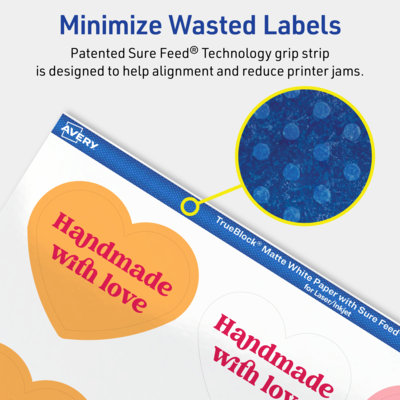Avery TrueBlock Laser/Inkjet Decorative Edge Multipurpose Labels, 2-9/32" x 1-27/32", White, 300/Pack (94603)