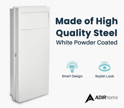 AdirHome Built-In Wall Laundry Hamper, 38.25"H x 7.25"W x 3.62"D, White (315-01-WHI)