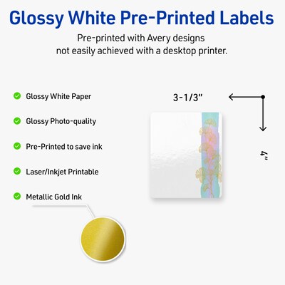 Avery Laser/Inkjet Rectangle Multipurpose Labels, 4 x 3-1/3, White, 40/Pack (S00-EVD)