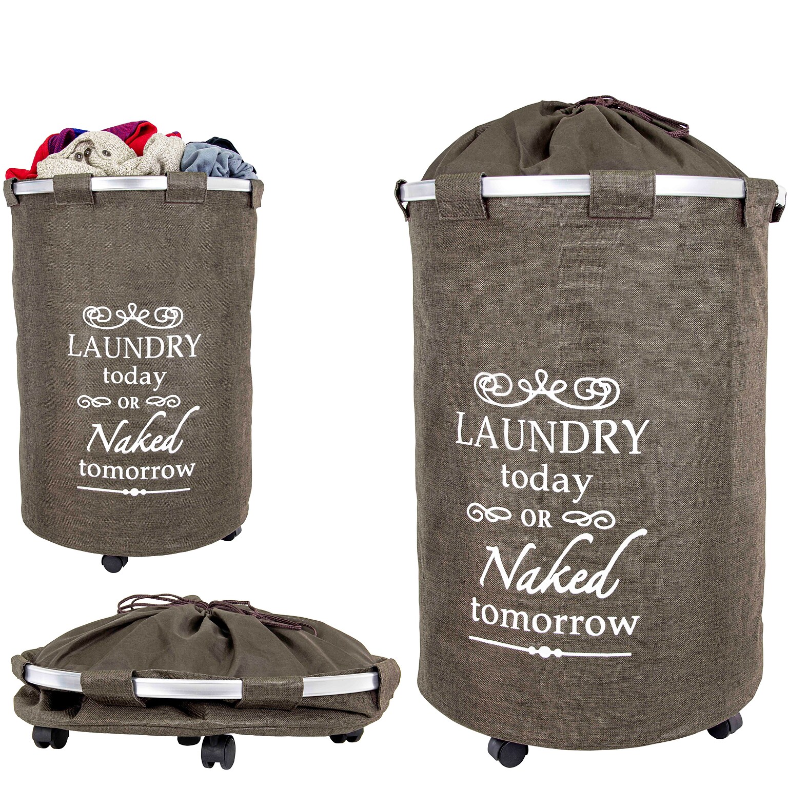 Dbest Bigger Laundry Trolley 360 Rolling Hamper Basket, Brown (01-905)