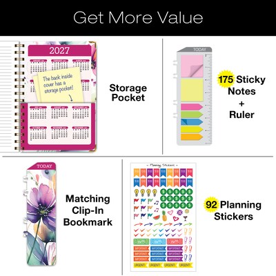 2026 Global Printed Products 5.5 x 8 Weekly & Monthly Planner, Paperboard Cover, Rainbow Floral (F