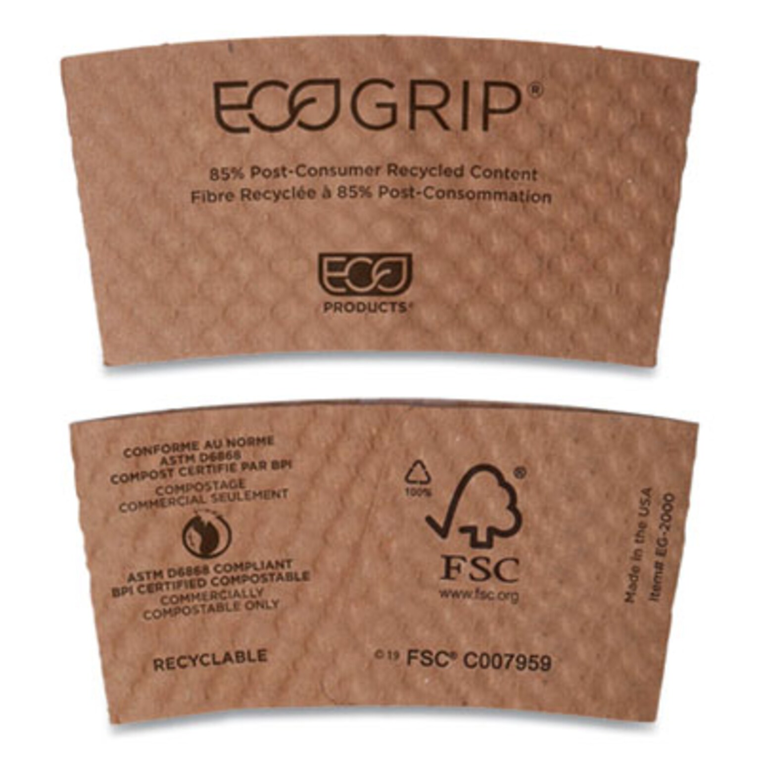 Eco-Products EcoGrip Hot Cup Sleeves, Kraft, 1,300/Carton (EG-2000)