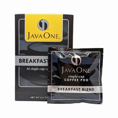 JavaOne Breakfast Blend Coffee Soft Pods, Light Roast, 84/Carton (JTC30106CT)