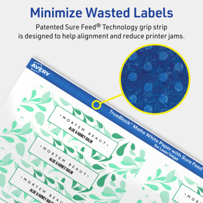 Avery TrueBlock Laser/Inkjet Rectangle Multipurpose Labels, 0.75" x 3.5", White, 200/Pack (94217)