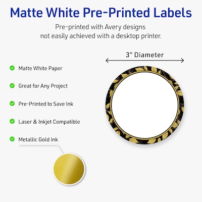 Avery Round Laser/Inkjet Multipurpose Labels, 3, White, 60/Pack (19479370841)