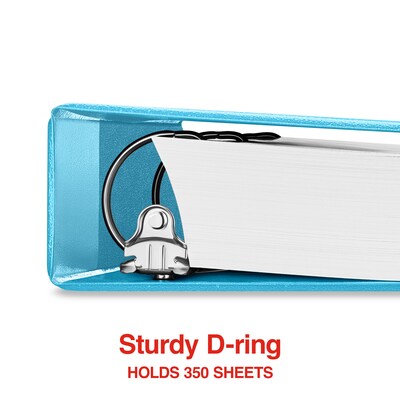 Staples® Standard 1.5" 3 Ring View Binder with D-Rings, Teal (58652)