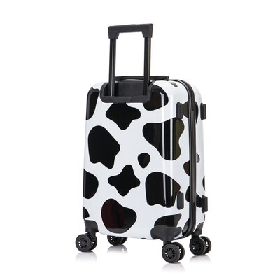 InUSA Prints 22.88" Hardside Suitcase, 4-Wheeled Spinner, TSA Checkpoint Friendly, Cow Animal Print (IUAPC00S-COW)