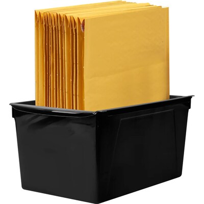 Storex Wide Book Bin, Black, 6/Pack (STX71130U06C)