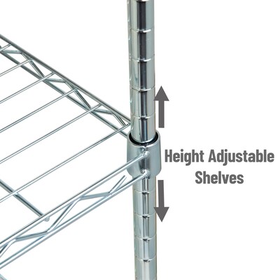 Mind Reader 4 Shelf Metal Adjustable Shelving, 48" x 11.75" x 23.5", Silver (4TSHELVU-SIL)