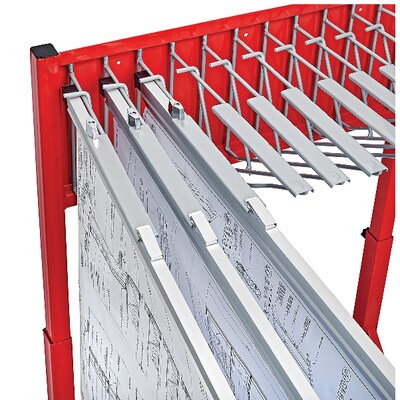 AdirOffice Blueprint Metal Mobile File Cart with Lockable Wheels, Red (613-RED)