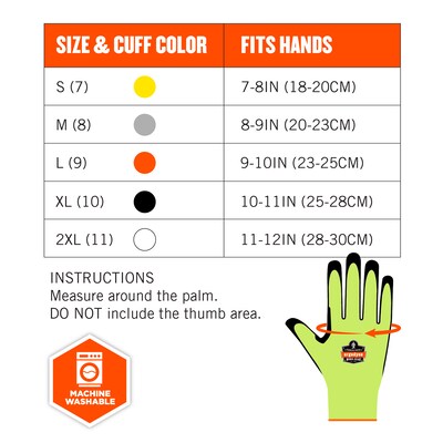 Ergodyne ProFlex 7041 Hi-Vis Nitrile-Coated Cut-Resistant Gloves, ANSI A4, Wet Grip, Lime, XL, 144 Pairs (17825)