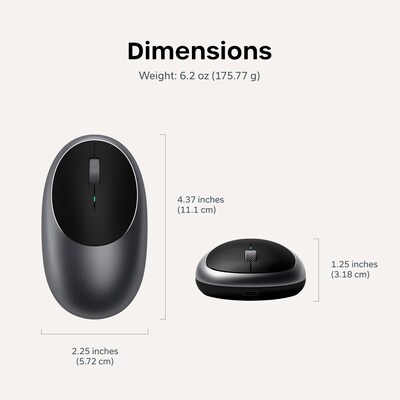 Satechi M1 Wireless Ambidextrous Optical Mouse, Space Gray (ST-ABTCMM)