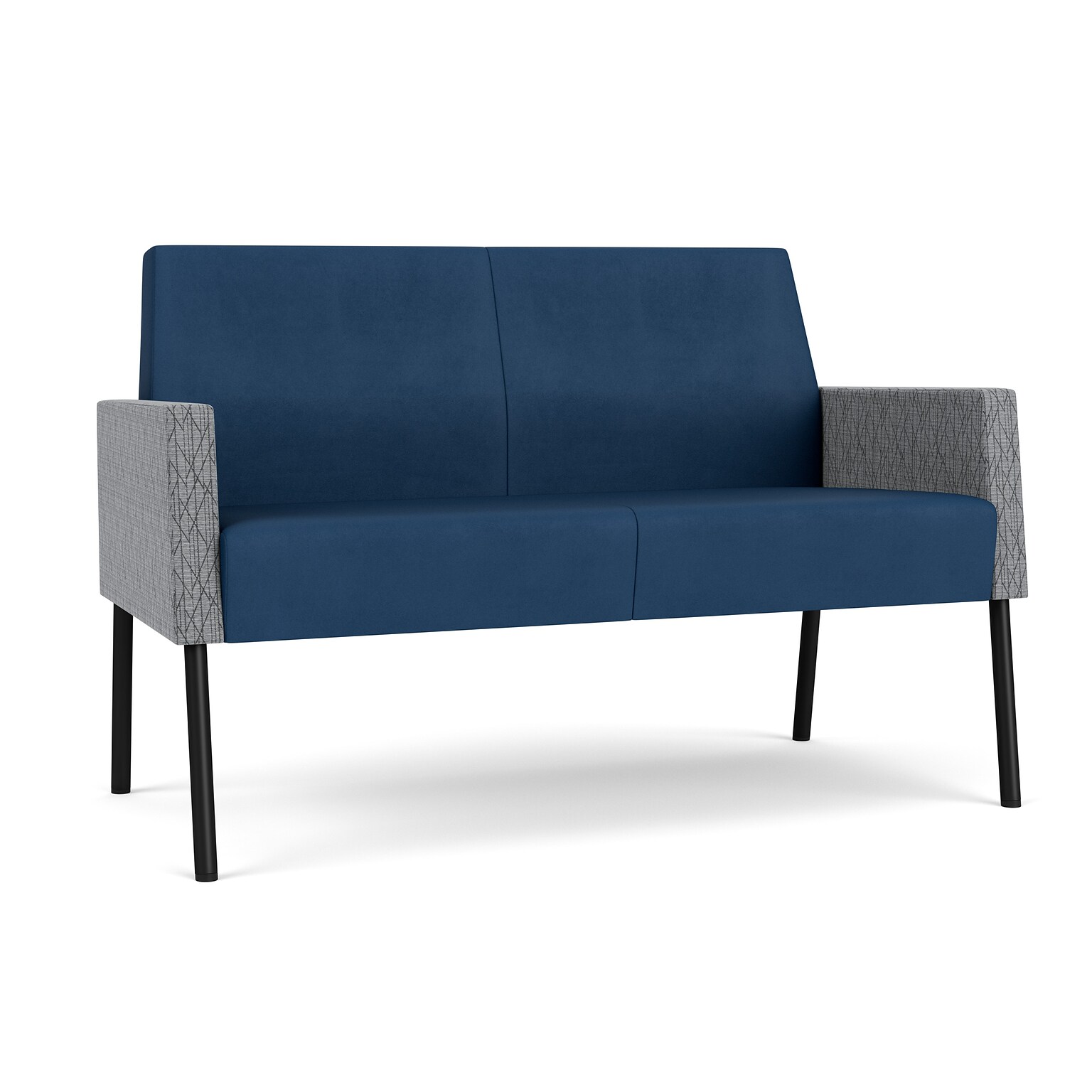 Lesro Mystic Lounge 51W Vinyl Loveseat, Patriot Plus Blue Ridge/Adler Gray Flannel/Black (ML1501.SBK-02PPBR.03PPBR.04ADGF)