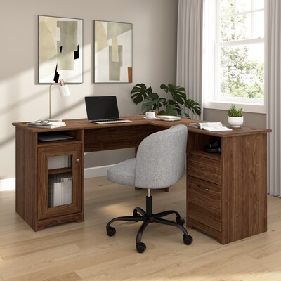 Bush Furniture Cabot 60"W L Shaped Computer Desk, Modern Walnut (WC31030-03K)