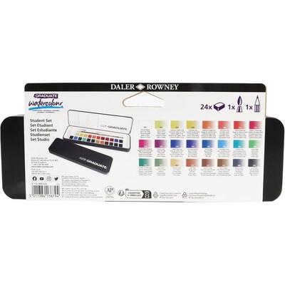 Daler-Rowney Graduate Graduate Watercolor Paint, Assorted Colors, 24/Set (DRWD135900024)