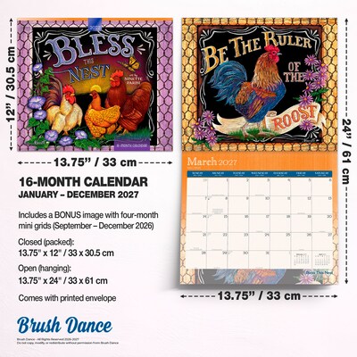 2027 BrownTrout Bless This Nest 14" x 12" Monthly Wall Calendar, Assorted Colors (9798330715978)