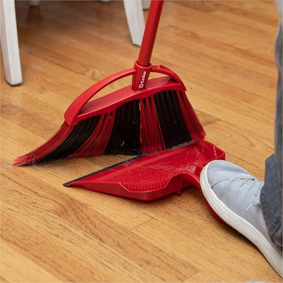 O-Cedar PowerCorner One Sweep Plastic Broom & Dustpan Set, Red/Black (172134)