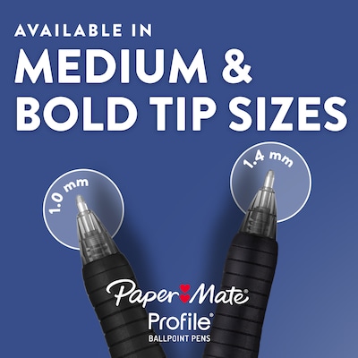 Paper Mate Profile Retractable Ballpoint Pen, Bold Point, 1.4mm, Black Ink, 8/Pack (1960667)