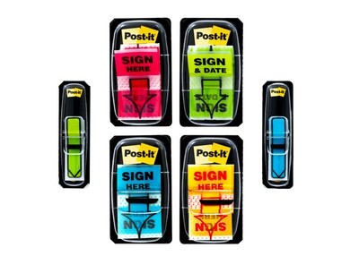 Post-it 'Sign Here' Message Flags Value Pack, .94" Wide, Assorted Colors, 200 Flags/Pack plus Bonus Arrow Flags (680-SH4VA)