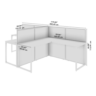 Bush Business Furniture Easy Office 45"H x 119"W 2 Person T-Shaped Cubicle Panel Workstation, Natural Elm (EOD560NE-03K)