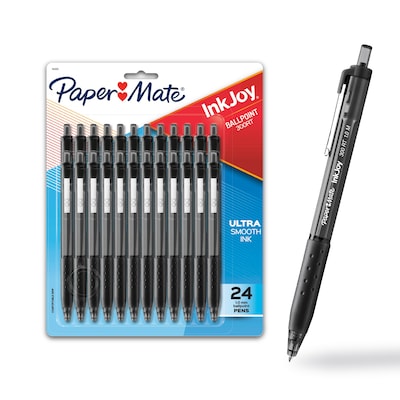 Paper Mate InkJoy 300 RT Retractable Ballpoint Pen, Medium Point, Black Ink, 24/Pack (1945925)