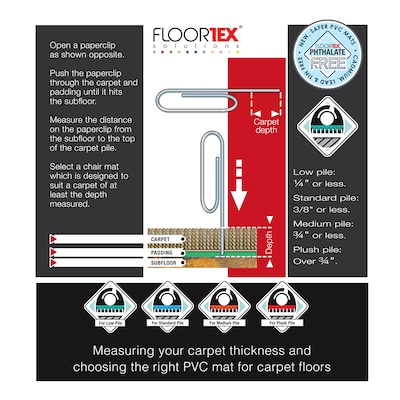 Floortex Cleartex Advantagemat Carpet Chair Mat, 48" x 60", Designed for Medium-Pile Carpet, Vinyl (1115226EV)