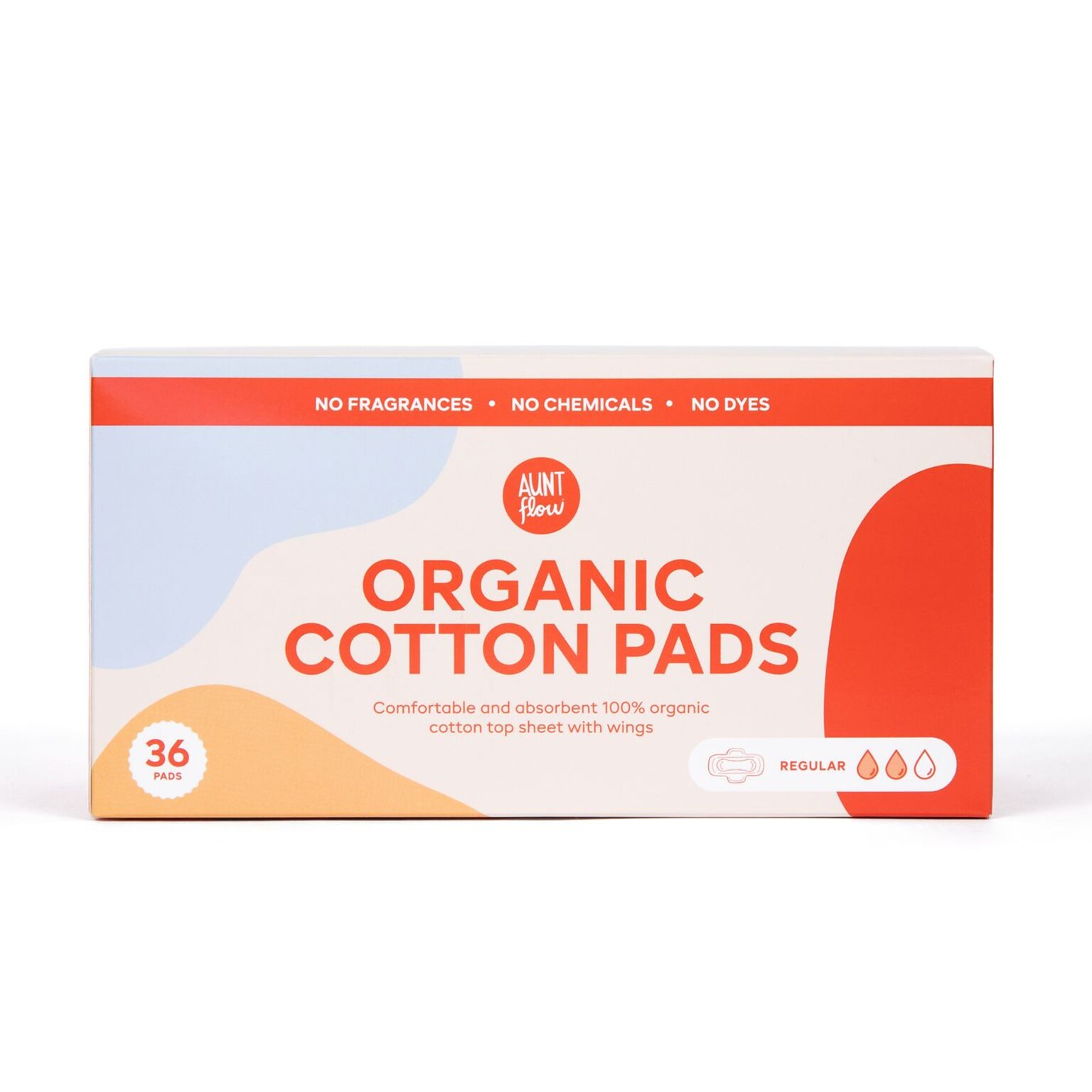 Aunt Flow Regular Cotton Maxi Pads with Wings, 36/Box (PADS-ORG-CMR-36)