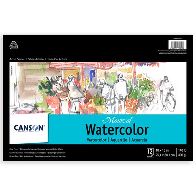 Canson Artist Series Montval 15 x 10 Watercolor Sketch Pad, 12 Sheets/Pad, 3/Bundle (MCXC100511052
