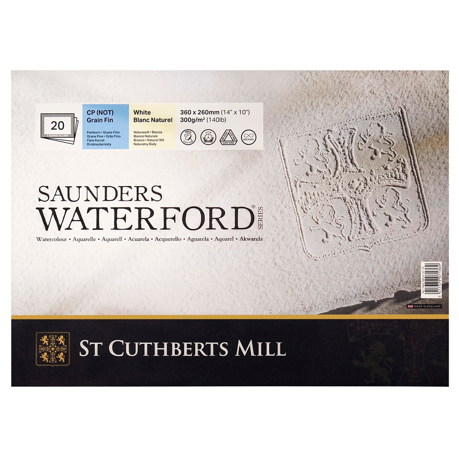 St Cuthberts Mill Saunders Waterford 14 x 10 Watercolor Sketch Pad, 20 Sheets/Pad (STCT46330001011D)