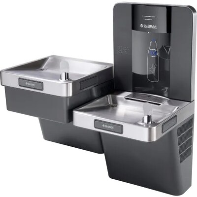 Global Industrial Bi-Level Refrigerated Filtered Bottle Filling Station, Gray (761243)
