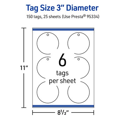 Avery 3" Diameter  Blank Price & Merchandise Tags, White, 150/Carton (95334-MWT25)