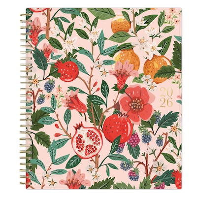 2026 Blue Sky Bespoke Letterpress Pomegranate Blush 8 x 10 Calendar Year Monthly Planner, Faux Leather Cover (156221)