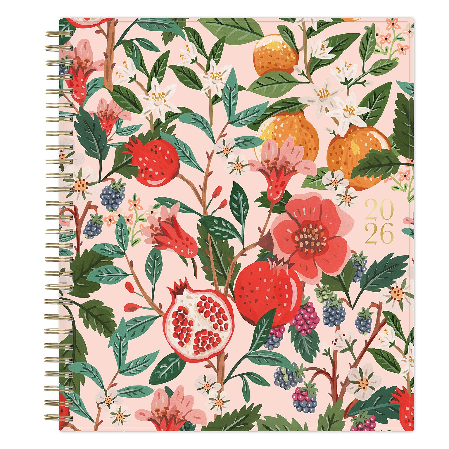 2026 Blue Sky Bespoke Letterpress Pomegranate Blush 8 x 10 Calendar Year Monthly Planner, Faux Leather Cover (156221)