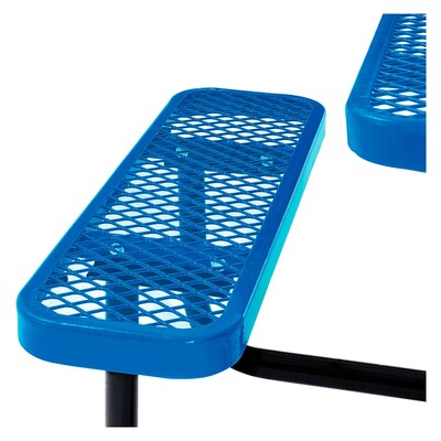 Global Industrial 46" Square Outdoor Steel Picnic Table, Expanded Metal, Blue (277151BL)