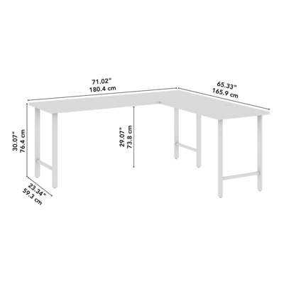 Bush Business Furniture Hustle 72"W L Shaped Computer Desk with Metal Legs, White (HUS002WH)