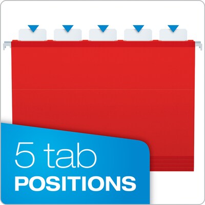 Pendaflex Ready-Tab Reinforced Hanging File Folder, 5-Tab, Letter Size, Red, 25/Box (42623)