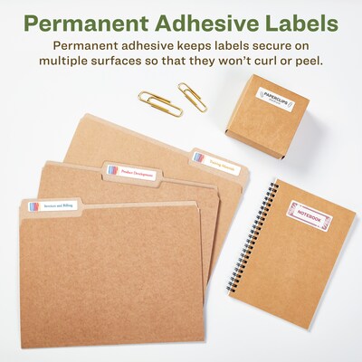 Avery EcoFriendly Laser/Inkjet File Folder Labels, 2/3" x 3-7/16", White, 1500 Labels/Box (45366)
